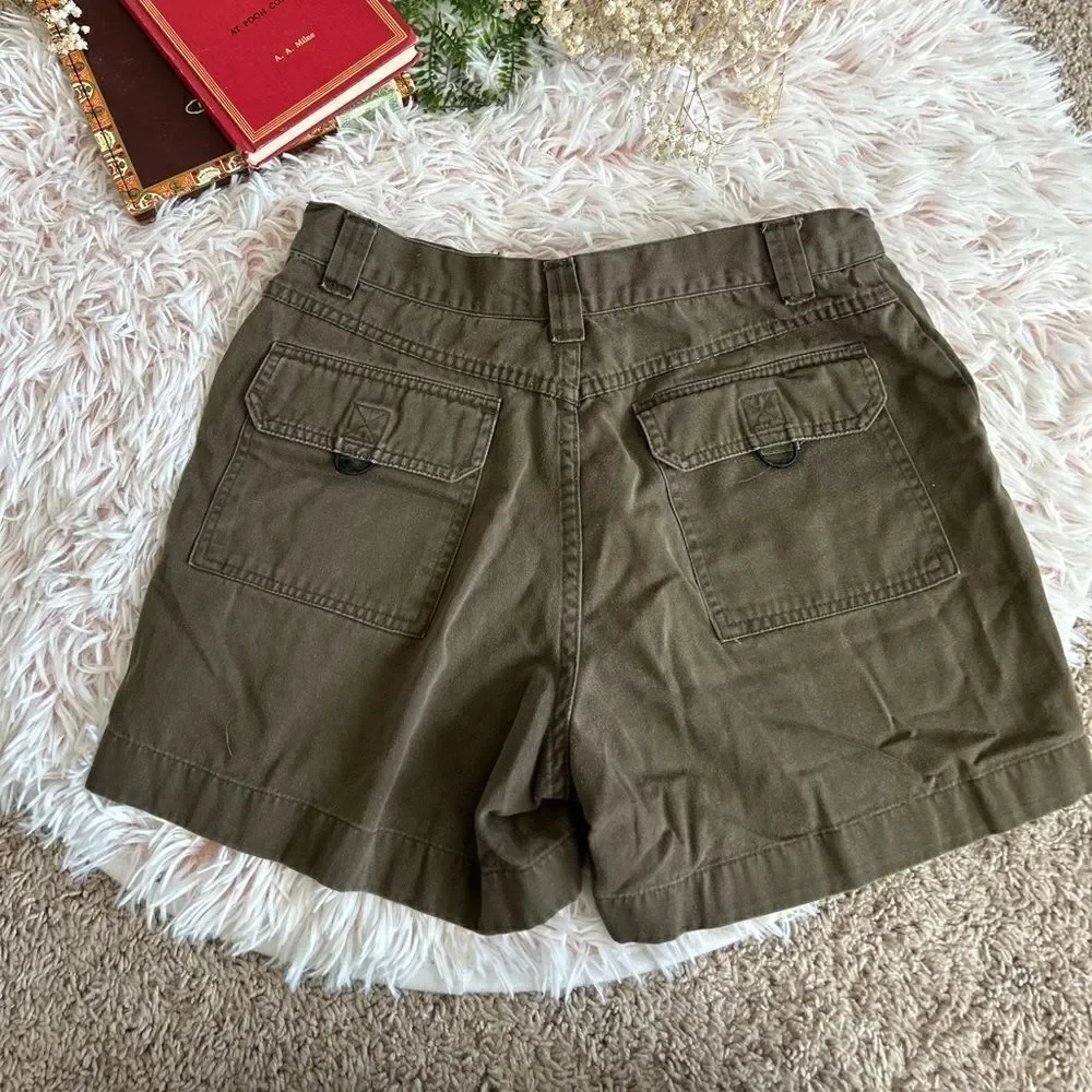 Chazzz‎ 90s Y2K Vintage Olive Army Green Utility Cargo Shorts Sz 7 Outdoor